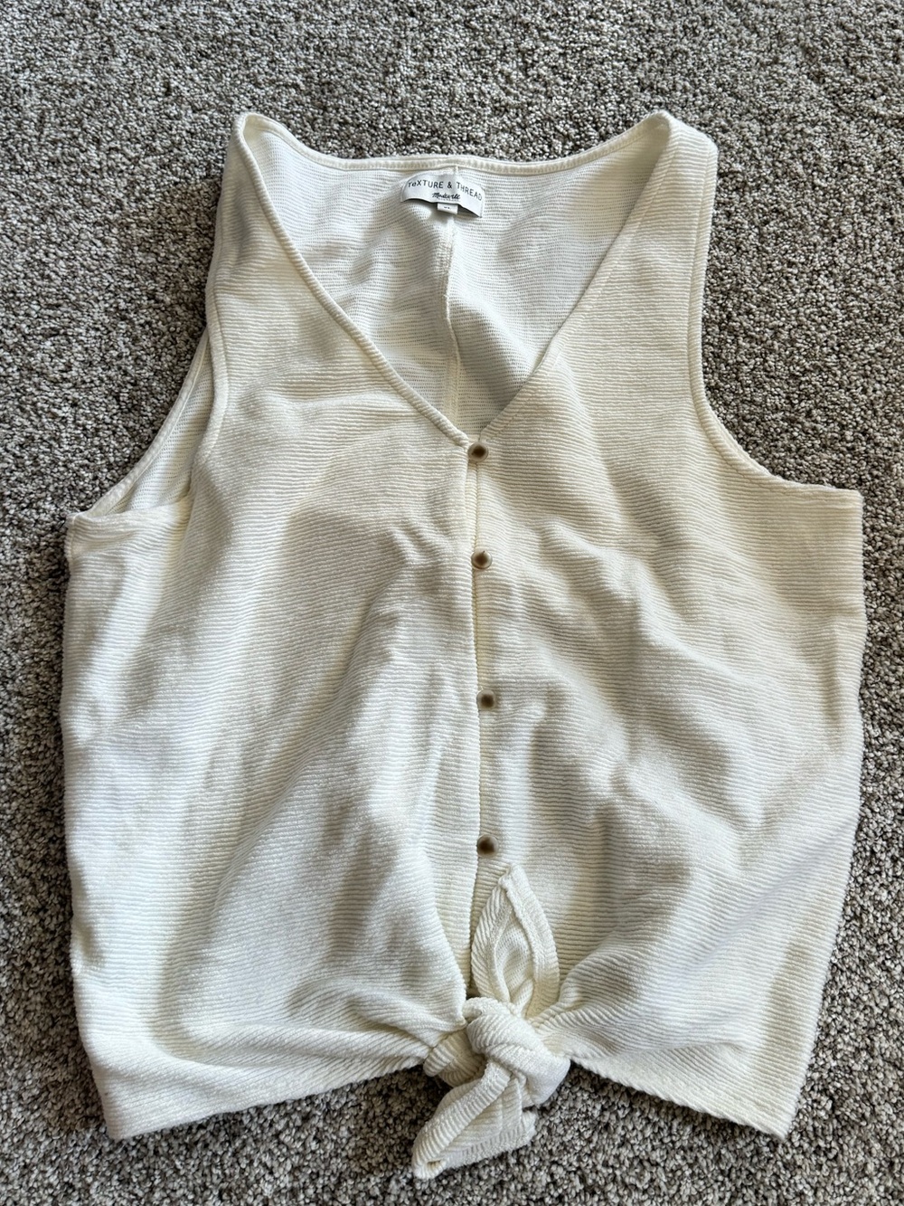 Madewell Ivory Tie-Front Button Tank